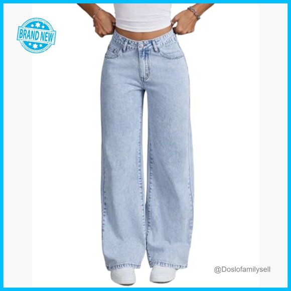 Y2K Low Rise Wide Leg Boyfriend Jeans Bow Embroidery Straight Leg Denim - Picture 2 of 7